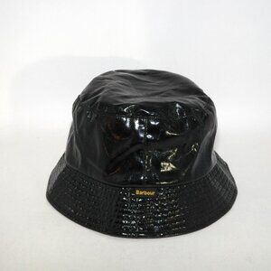 Barbour Black Shiny Bucket Hat PVC Medium Unisex